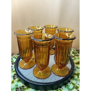 Indiana Glass Parfait Glasses Ribbed Set/9 Vintage 5.25”